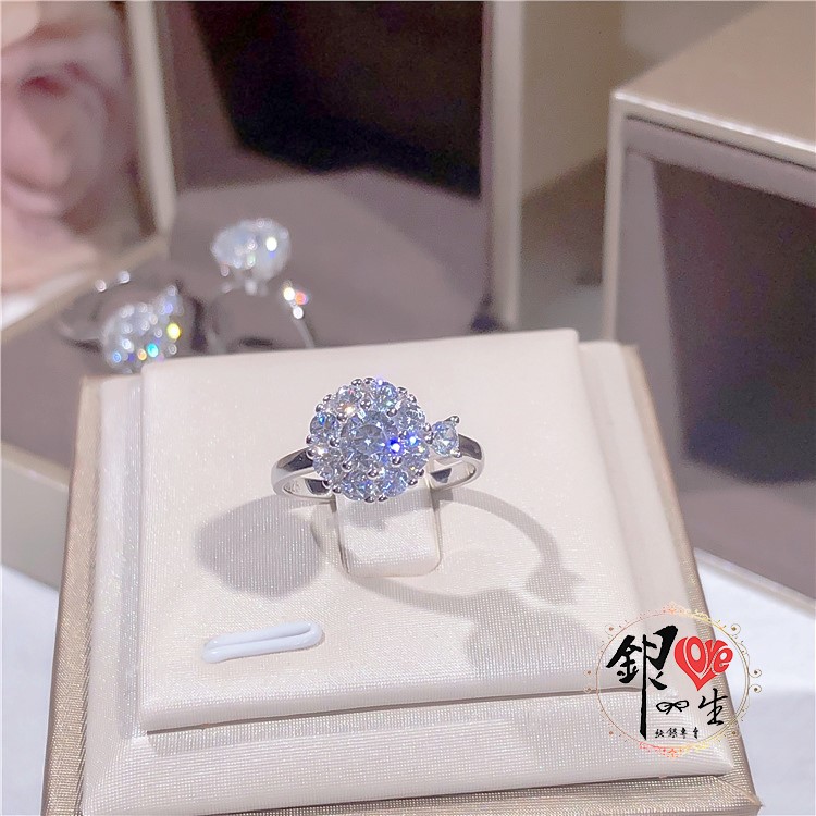 s925純銀 滿鑽 奢華 旋轉 戒 