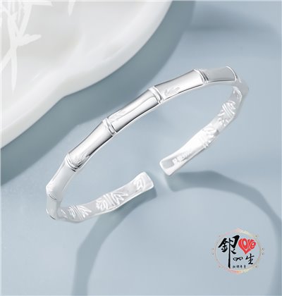 s999純銀 簡約 竹節 手鐲 
